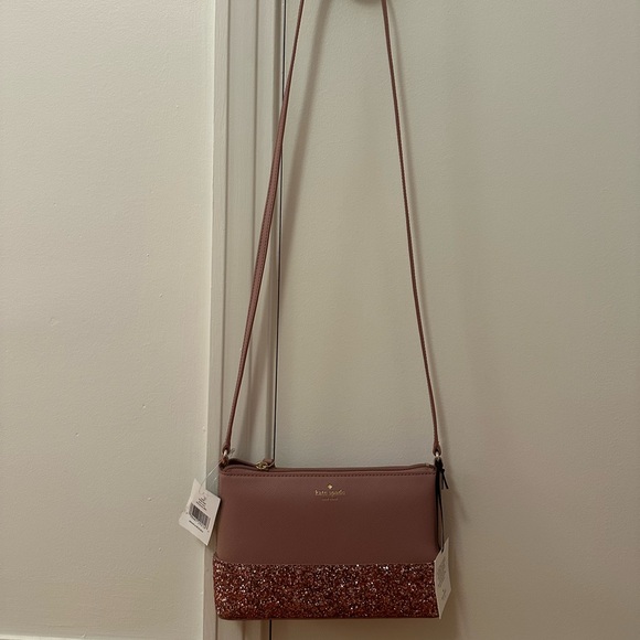 NWT Kate Spade Rose Gold Glitter Crossbody Bag - Picture 4 of 5